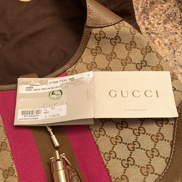 🎄Gucci “Jackie” 1961 Medium Canvas Bag with leather trim, NWT - Picture 7 of 15